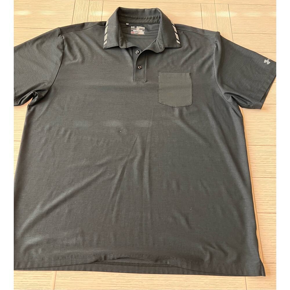 Under Armour men’s 2XL heat gear loose‎ fit black polo short sleeve shirt.
